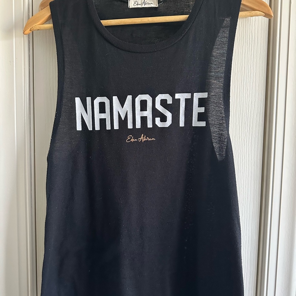 Eden Ashram Black and White Namaste Muscle Tee